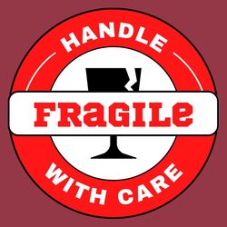 "Handle with Care - PVC Round 2 Inch Radius Fragile Stickers for Dispatching Fragile Items  (Pack of 200 )