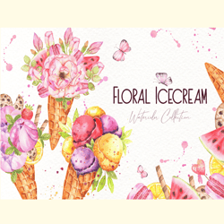 Floral Icecream Watercolor Set