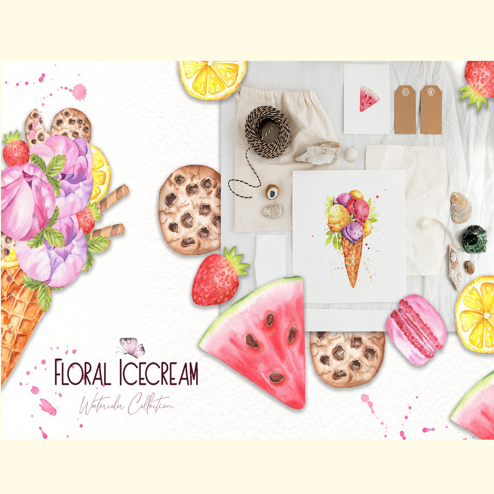 Floral Icecream Watercolor Set_ 2.jpg
