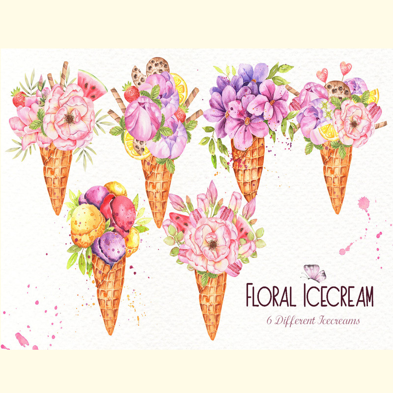 Floral Icecream Watercolor Set_ 4.jpg
