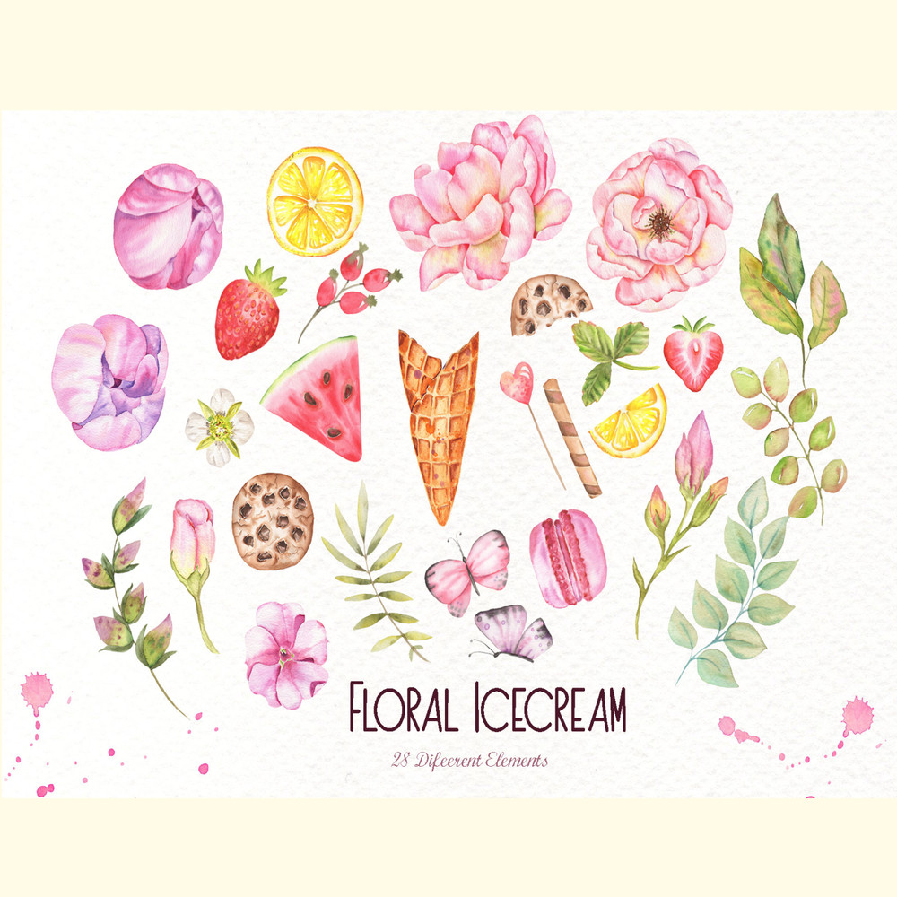 Floral Icecream Watercolor Set_ 6.jpg
