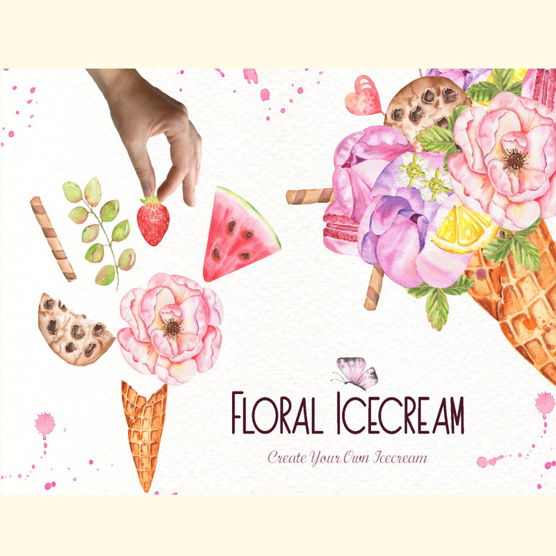 Floral Icecream Watercolor Set_ 7.jpg