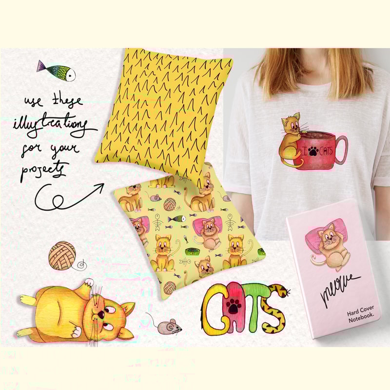 Lazy Cats Watercolor Illustrations_ 2.jpg