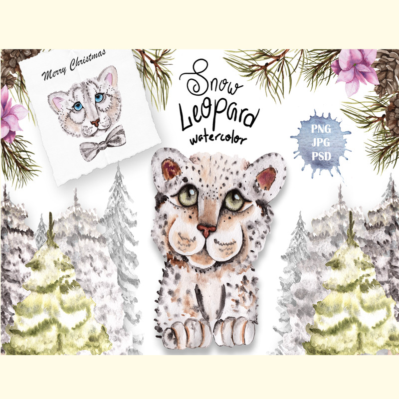 Snow Leopard Watercolor Set_ 0.jpg