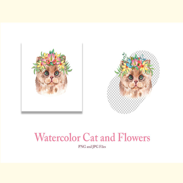 Watercolor Cat and Flowers_ 0.jpg