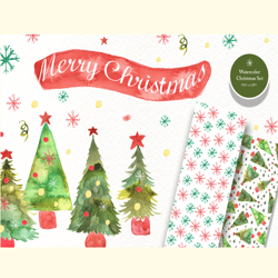 watercolor christmas set