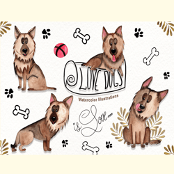 Watercolor Dog Illustrations