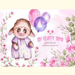 Watercolor Fluffy Toys Girls Set