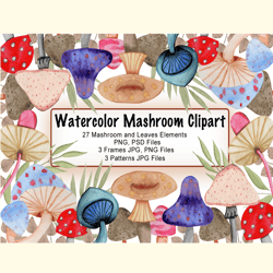 Watercolor Mushroom Clipart