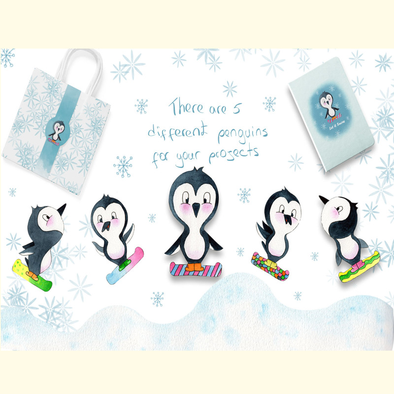 Watercolor Snowboard Penguins_ 2.jpg