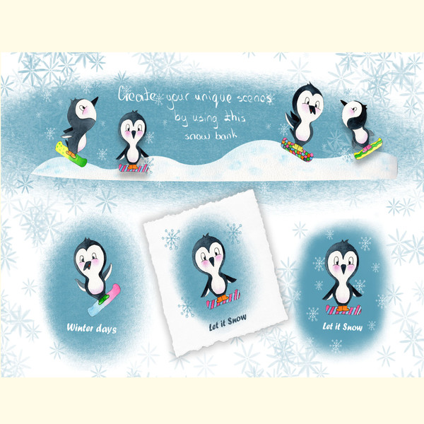 Watercolor Snowboard Penguins_ 3.jpg