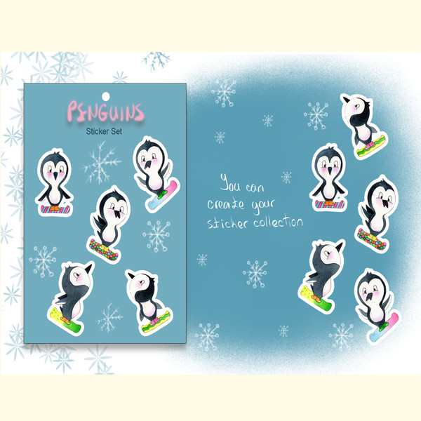 Watercolor Snowboard Penguins_ 4.jpg