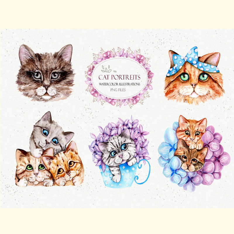 Watercolor Spring Cats Illustrations_ 1.jpg