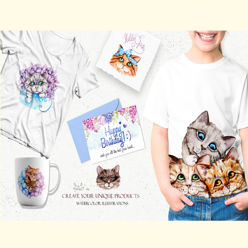 Watercolor Spring Cats Illustrations_ 5.jpg