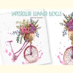 watercolor summer bicycle