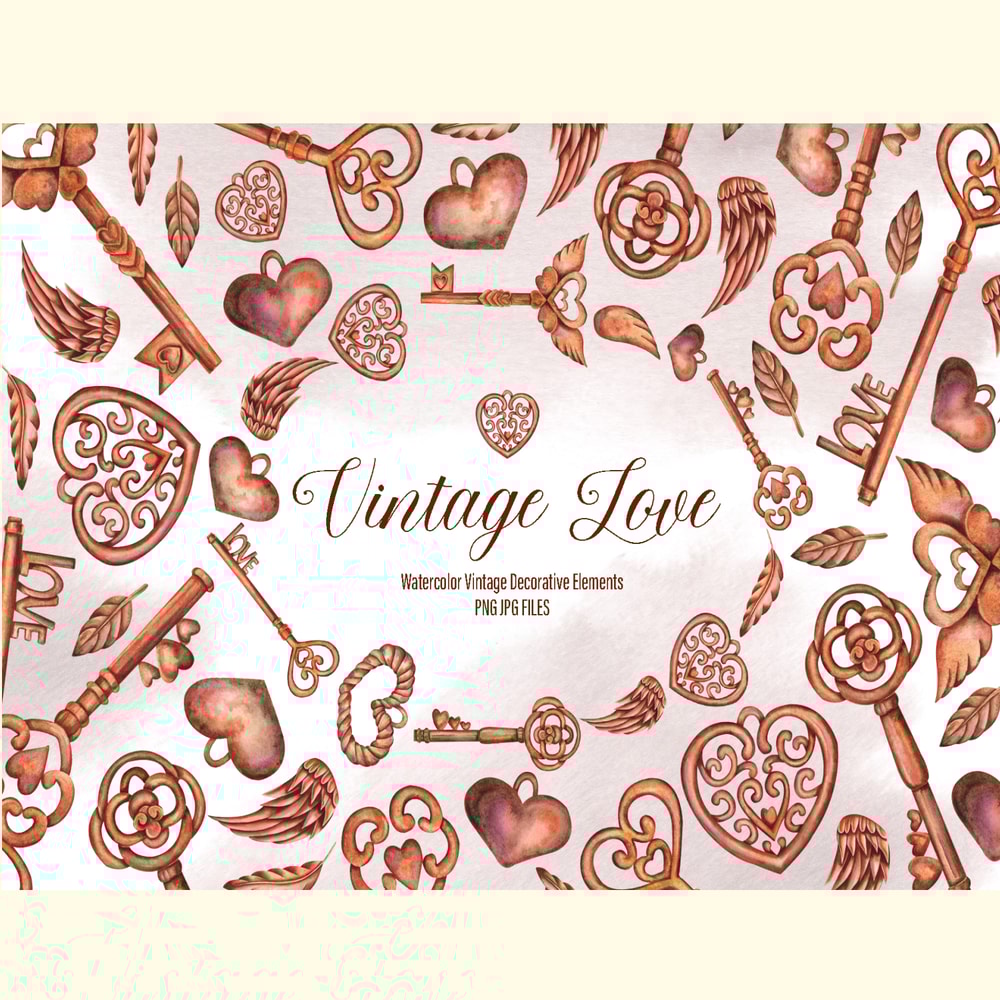 Watercolor Vintage Love Elements.jpg