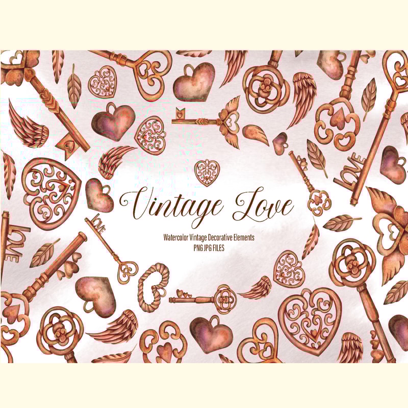 Watercolor Vintage Love Elements.jpg