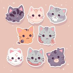 Los kitten - Printable sticker bundle