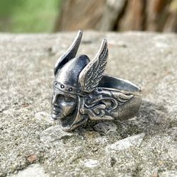 Silver Valkyrie ring, Size 6 1/2 - 13  US, Made to Order