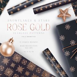 Christmas Digital Paper Rose Gold Dark