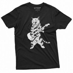 cat guitarist rock music tee shirt music band rock jazz country guitarist t-shirt | guitar player gifts mens womens shir
