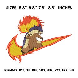 Typhlosion Embroidery Design File, Pokemon Anime Embroidery Design, Machine Enbroidery Anime Pes Design Brother