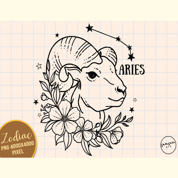 Aries Floral Zodiac Sign Sublimation.jpg