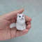 Miniature-dollhouse-white-cat-figurine-1/12-scale-Needle-felted-realistic-wool-fluffy-cat