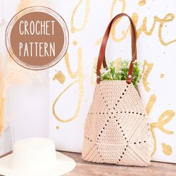 Crochet  Trapez Bag Pattern PDF, Tote bag DIY, Beach Bag, Shopping bag, Shoulder bag, Boho handbag, Reusable grocery bag