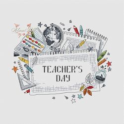 Teacher's Day. Cross stitch pattern pdf & css