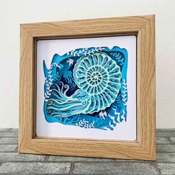 nautilus 3d shadow box svg/ multilayer nautilus and the ocean/ 3d mandala nautilus/ sea creature light box/ for cricut