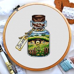 Hobbit house cross stitch, Lord of the rings cross stitch, Bottle cross stitch, Small cross stitch, digital PDF