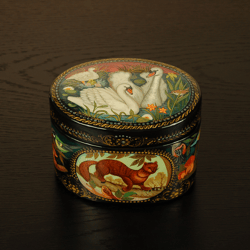 Wildlife lacquer box hand-painted swans MADE TO ORDER art