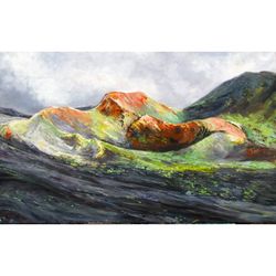 Mountain Landscape Painting Original Art Impressionist Art Impasto Painting Valley Painting 20"x32" by Ksenia De
