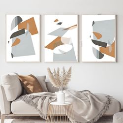 Abstract Art Posters, 3 Piece Art, Gray Wall Decor, Modern Abstract Painting, Downloadable Prints, Large Print, 24x36
