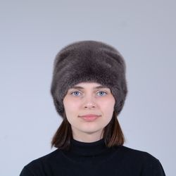Solid mink hat. Women Winter Hat Luxury Mink. Elegant Mink Hat. Winter Mink Hat. Real Fur Hats. Mink Hats. Kubanka Hat