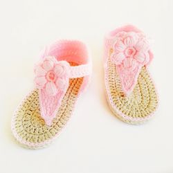 Crochet baby girl sandals pattern - Easy crochet baby sandals for beginners - Crochet baby flip flop tutorial