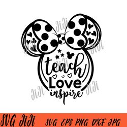 mouse teach love svg, mickey mouse ear svg, love teacher svg
