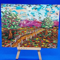 poppies. mountains. summer landscape. original oil painting, handmade, wall art, impasto