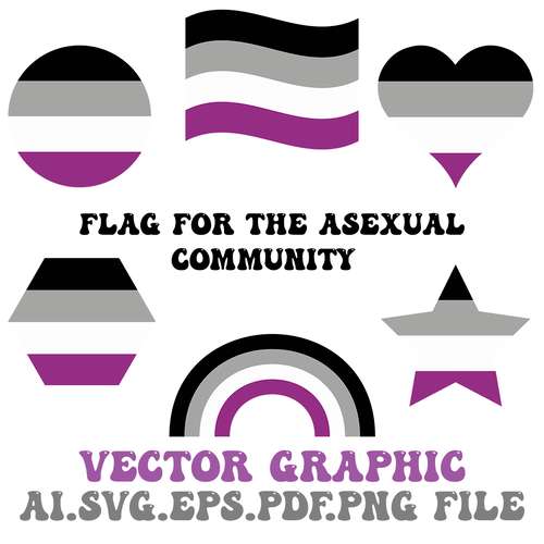 FLAG FOR THE ASEXUAL COMMUNITY RAINBOW,HEART, STAR, POLYGON,Vector Digital File Ai.EPS.PDF.SVG,PNG Digital Download File