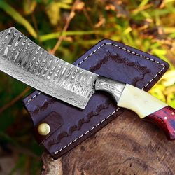 carbon-steel-chef-cleaver-knives, 1 piece, custom handmade, handmade chef cleaver, sharp edge blade, comfortable handle,