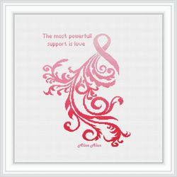 cross stitch pattern pink ribbon silhouette floral ornament monochrome woman female health counted crossstitch patterns