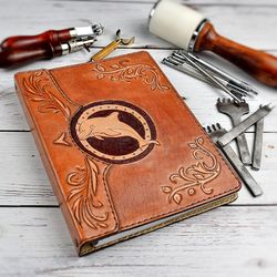 Genuine leather journal with handmade embossing
