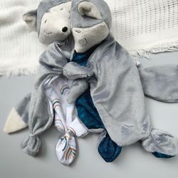 Baby toy wolf, Baby lovey wolf, Comforter wolf, Baby comforter, Baby shower gift