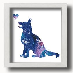 Cosmos dog silhouette cross stitch pattern Animal design Pet memorial cross stitch Dog pdf pattern Pet loss gift