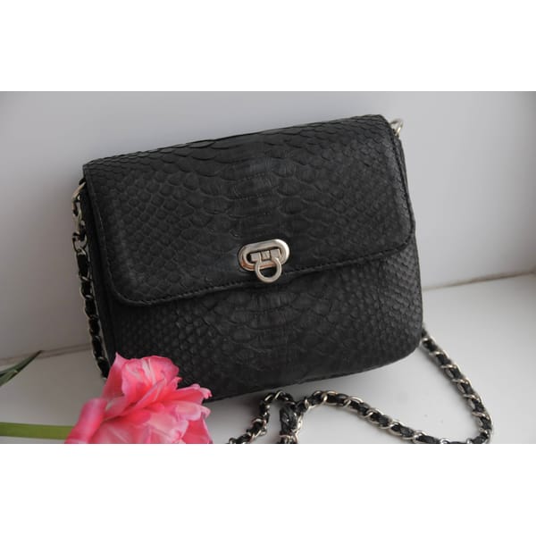 Genuine python skin Gino bag | Black crossbody Bag | Classy - Inspire ...