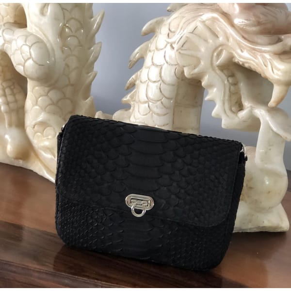 Genuine python skin Gino bag | Black crossbody Bag | Classy - Inspire ...