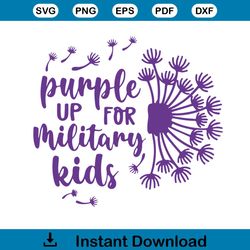 purple up for military kids tshirt design svg kids gift file for cricut