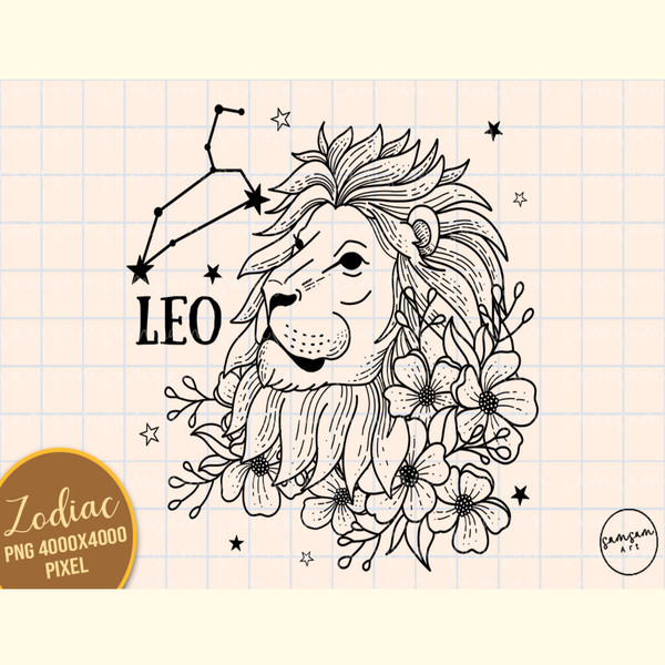 Leo Floral Zodiac Sign Sublimation.jpg
