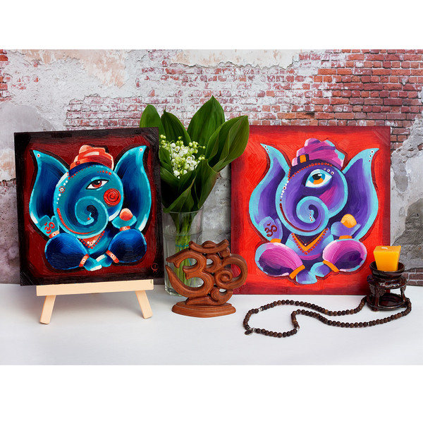Ganesha painting Indian art Spiritual artwork Meditation art Yoga wall art — копия (2).jpg